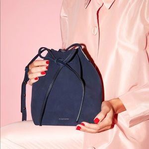 Mansur Gavriel Blu Suede Mini Bucket Bag NEW/TAGS!